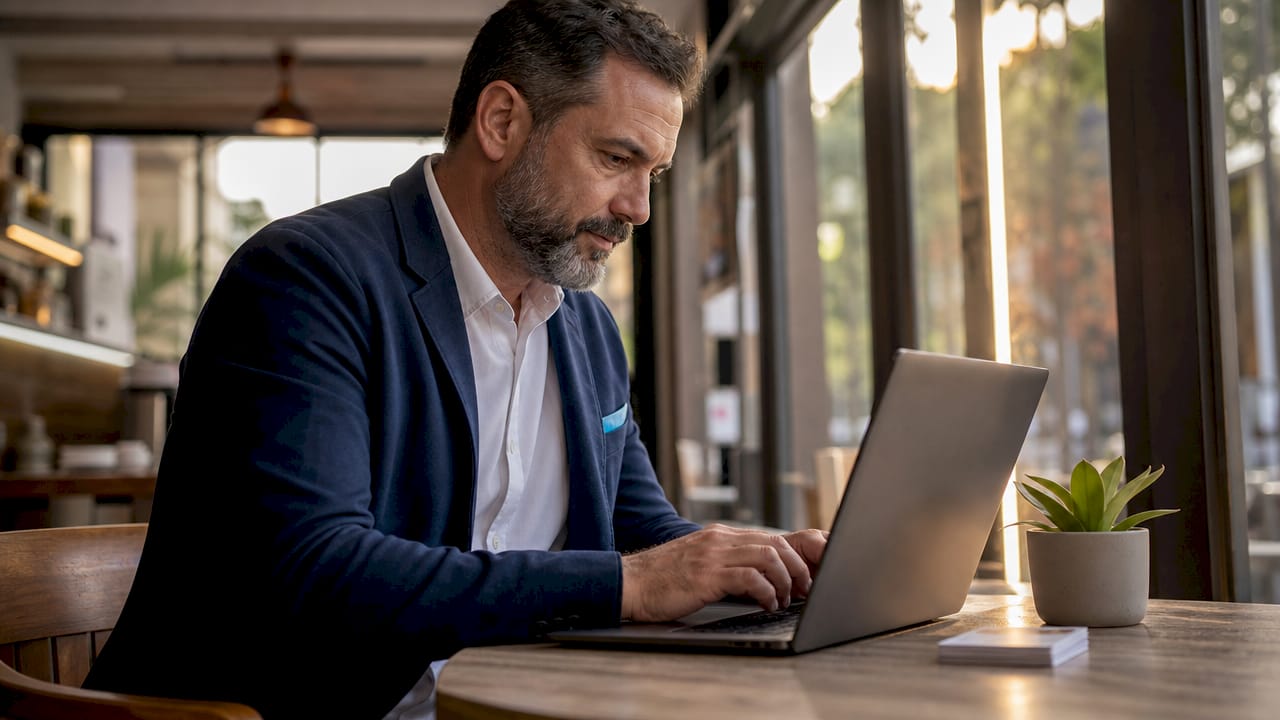 Person managing a web hosting control panel on a laptop